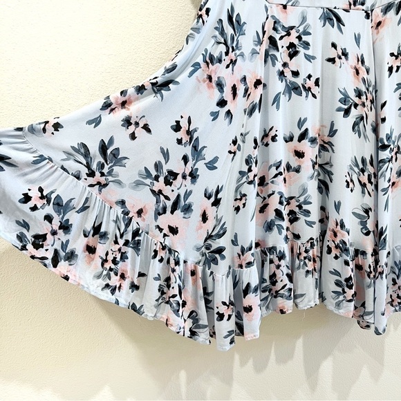 TORRID  Mini Gauze Blue Floral Print Cold Shoulder Skater Dress Size 2 18/20 - Picture 7 of 16